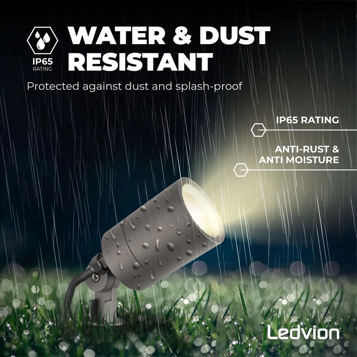 LEDVION 9x LED Prikspots Antraciet IP65 5W 2700K