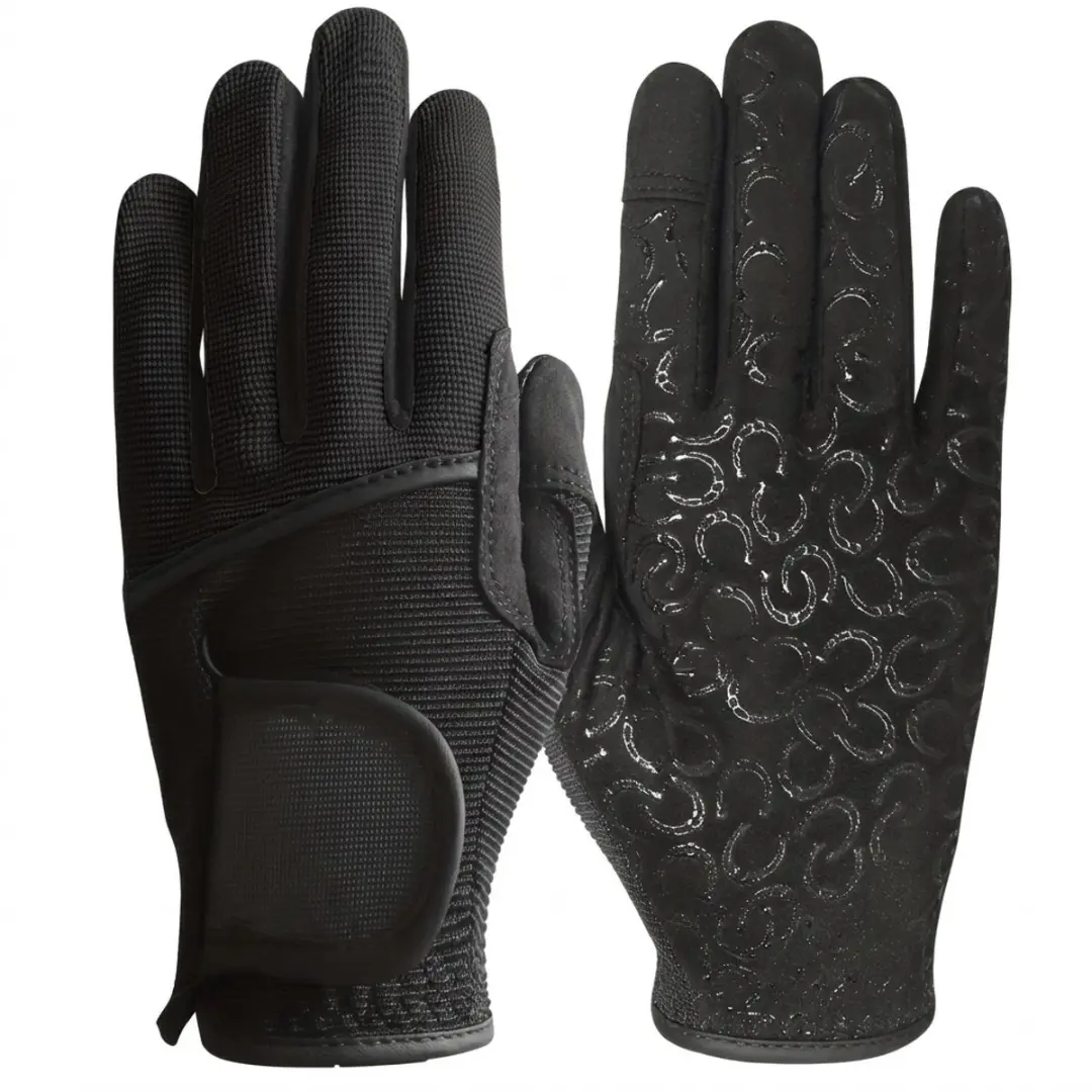 Zwarte paardrij handschoenen dames