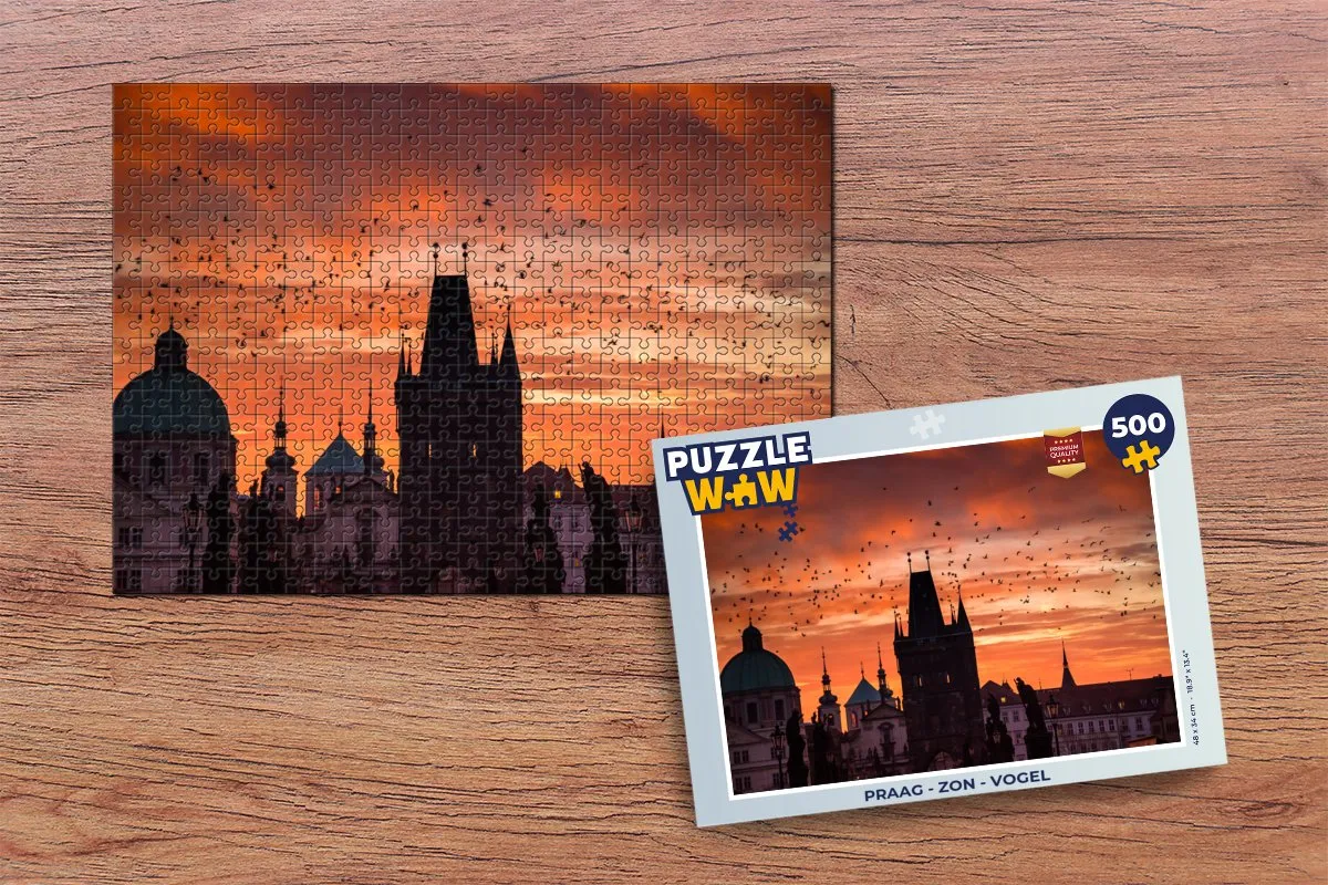 PuzzleWow Praag Zon Vogel Legpuzzel 500 Stuks - Multicolor