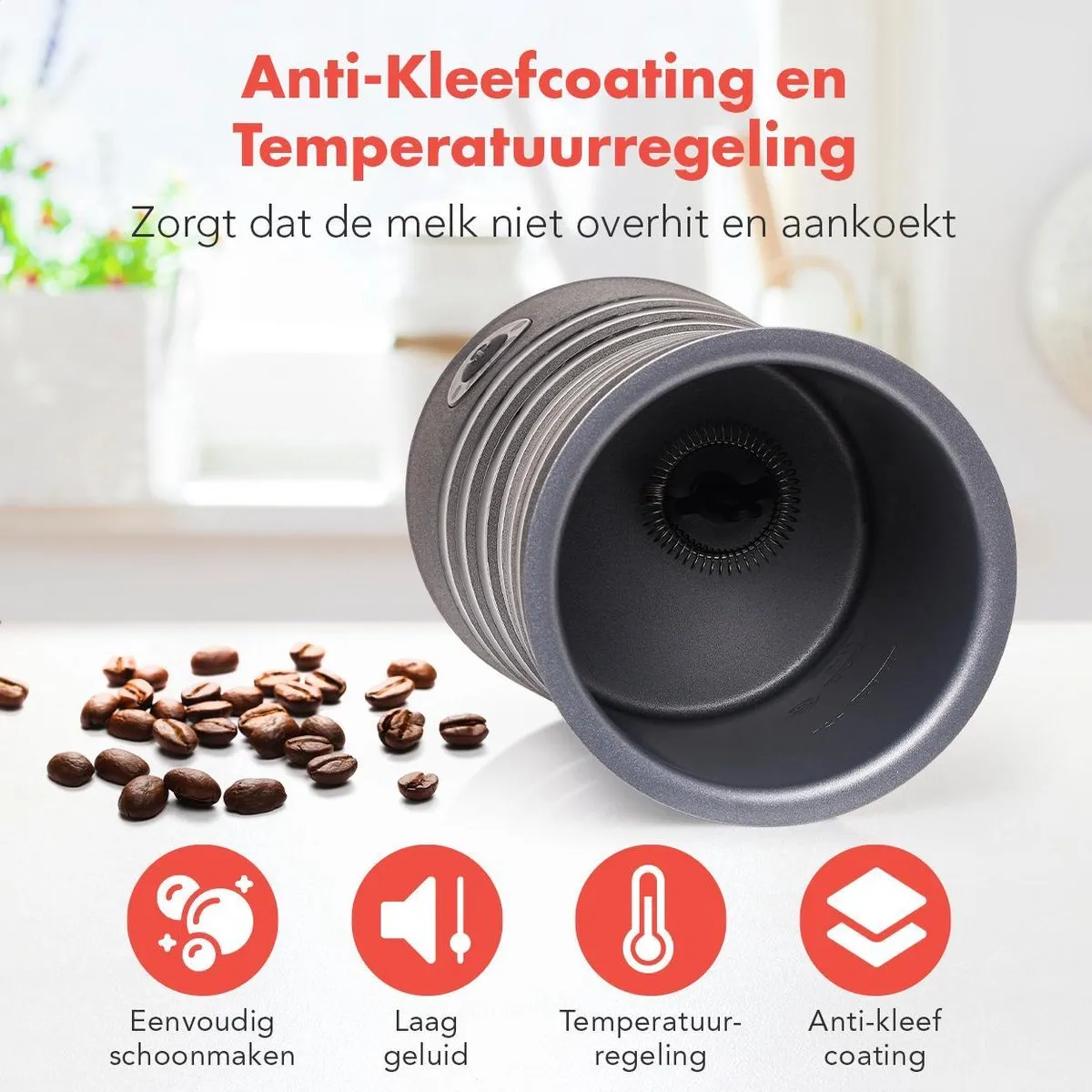KitchenBrothers KB699 Elektrische Melkopschuimer 400W - 240ml - Zwart