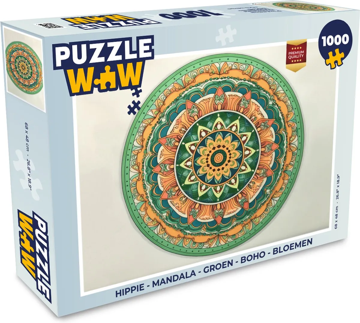 PuzzleWow Hippie Mandala Legpuzzel 1000 Stuks - Multicolor