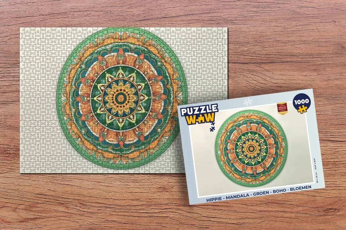PuzzleWow Hippie Mandala Legpuzzel 1000 Stuks - Multicolor
