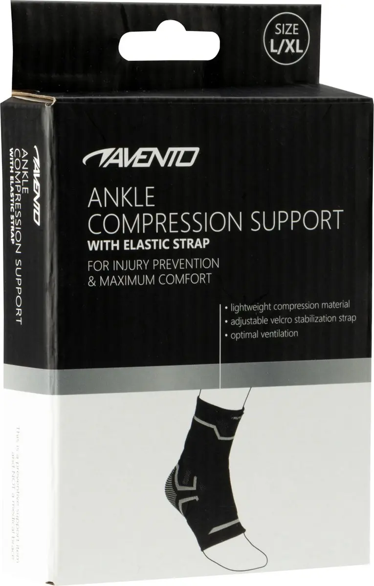 Avento Enkel Compressie Bandage S/M - Zwart/Zilvergrijs