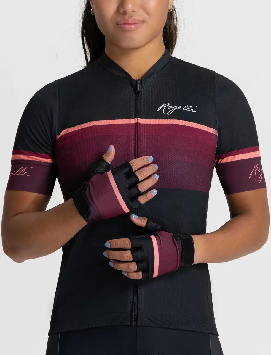 Rogelli Impress II Fietshandschoenen Dames - Bordeaux/Koraal/Zwart - XS
