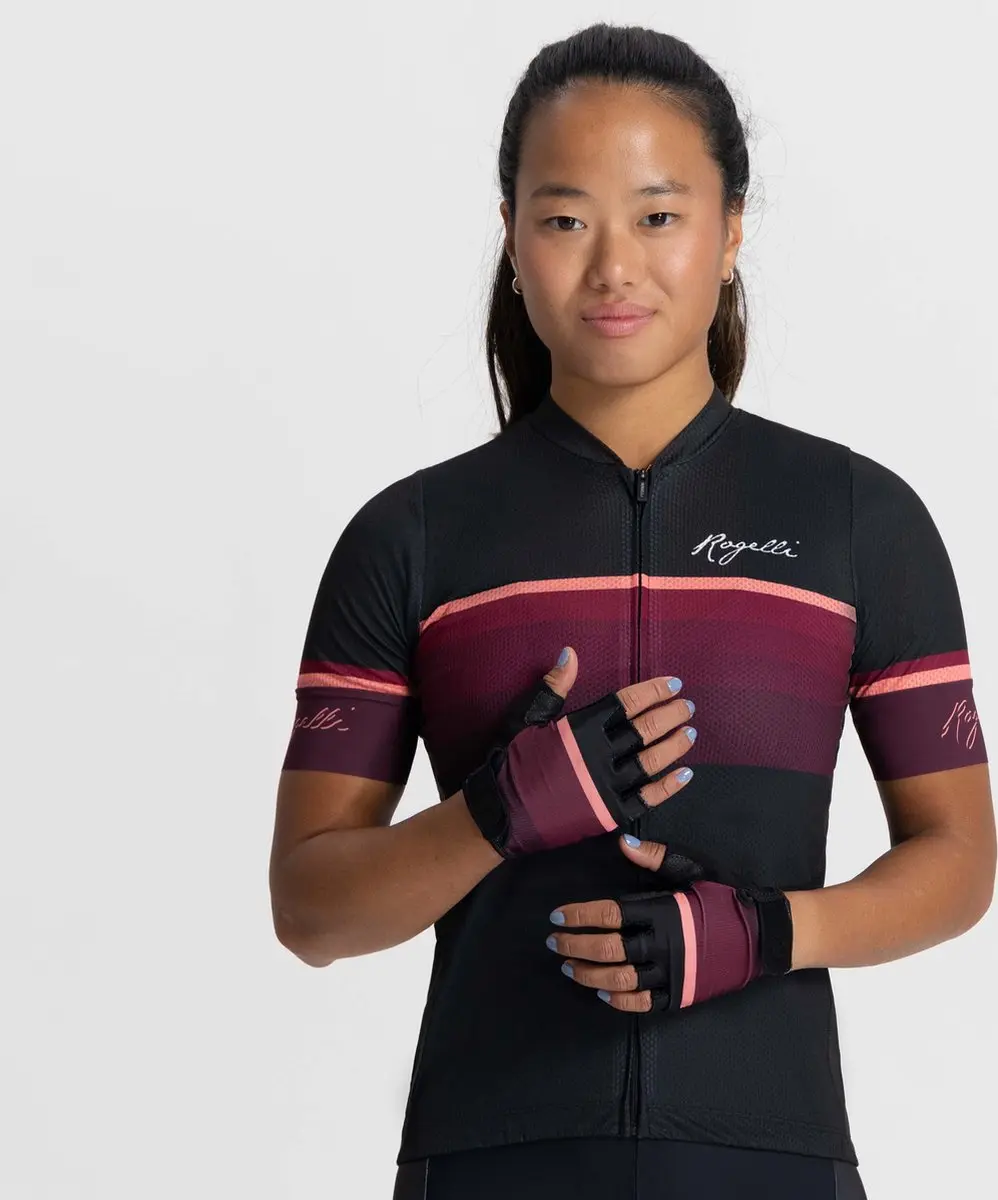 Rogelli Impress II Fietshandschoenen Dames - Bordeaux/Koraal/Zwart - XS