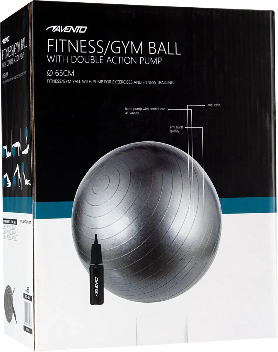 Avento Fitnessbal Ø65cm - Zilver/Zwart