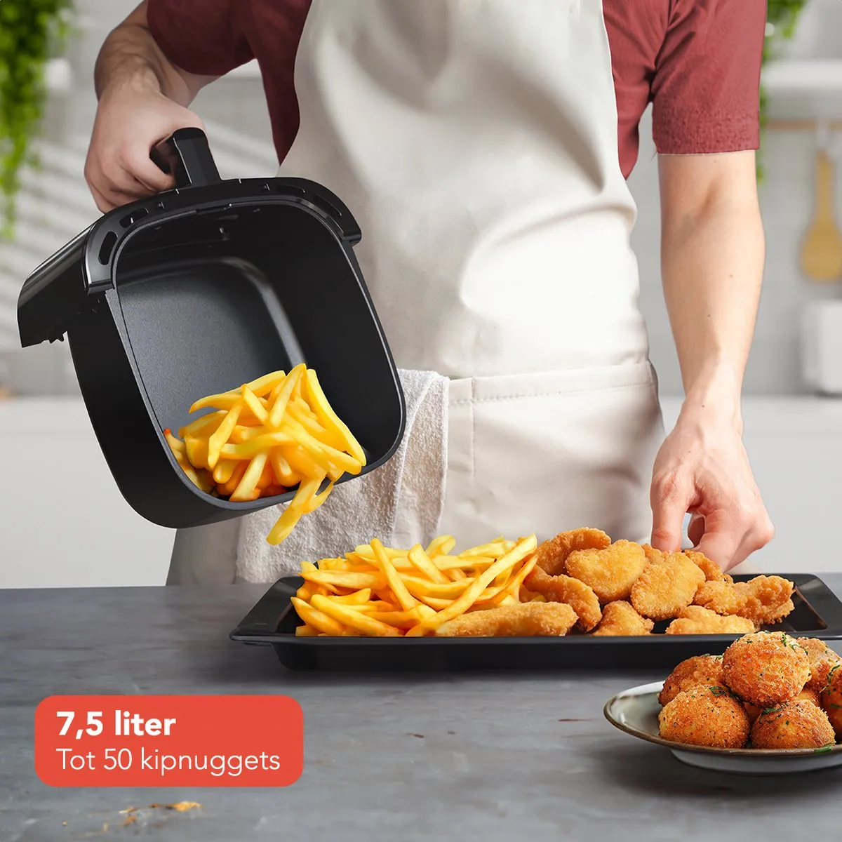 KitchenBrothers Airfryer XXL 1800W 7.5L - Zwart