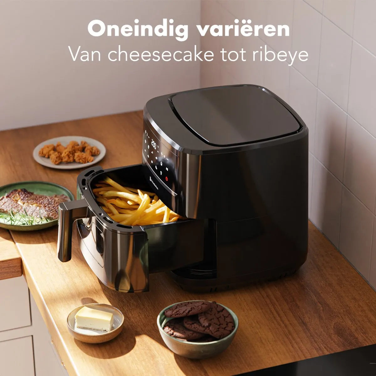 KitchenBrothers Airfryer XXL 1800W 7.5L - Zwart