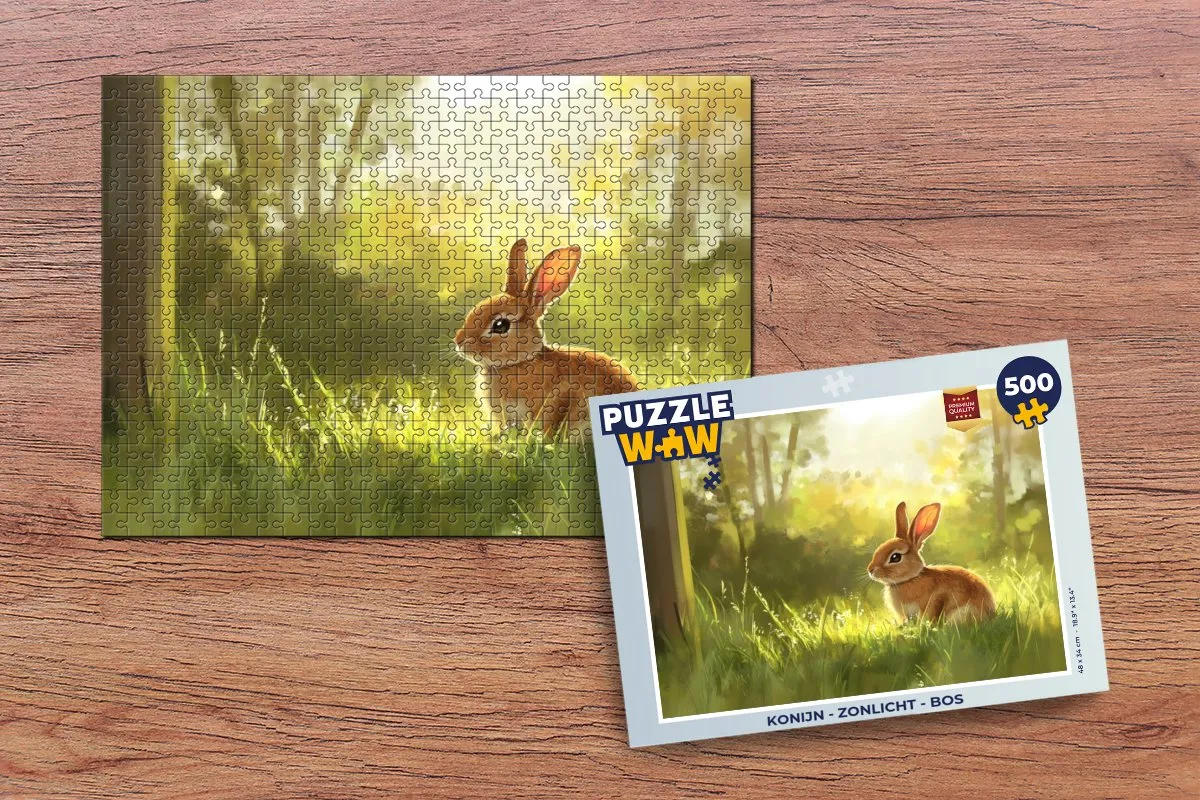 PuzzleWow Konijn Zonlicht Bos Legpuzzel 500 Stuks - 8721414230662