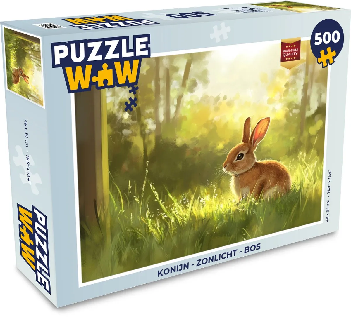 PuzzleWow Konijn Zonlicht Bos Legpuzzel 500 Stuks - 8721414230662