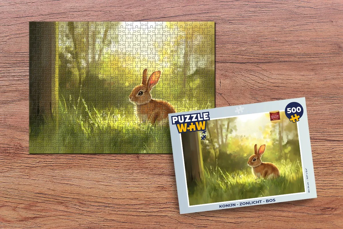 PuzzleWow Konijn Zonlicht Bos Legpuzzel 500 Stuks - 8721414230662