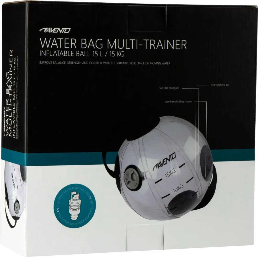 Avento Water Bag Multi-trainer Opblaasbaar 15L/15kg - Transparant/Zwart