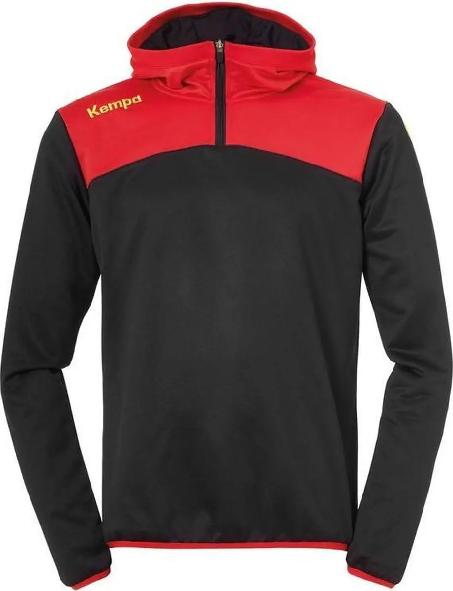 Kempa Emotion 2.0 Hoody met 1-4 Rits Zwart-Rood-Geel Maat 2XL