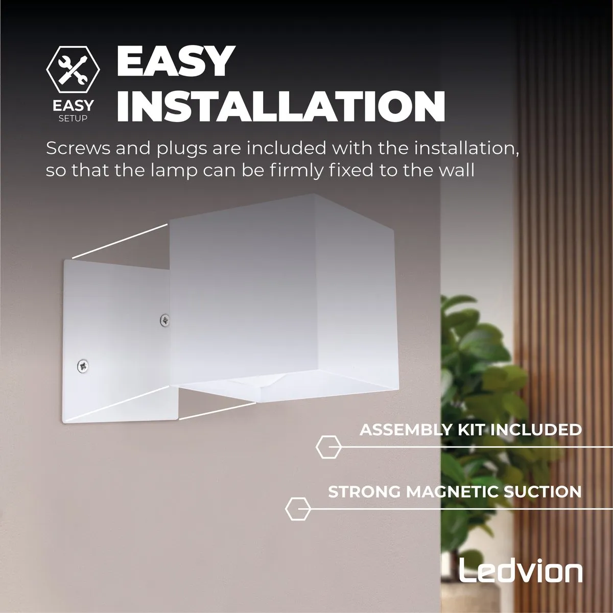 Ledvion USB Oplaadbare Wandlamp met Sensor 4400mAh - 2 Stuks - Warm Wit