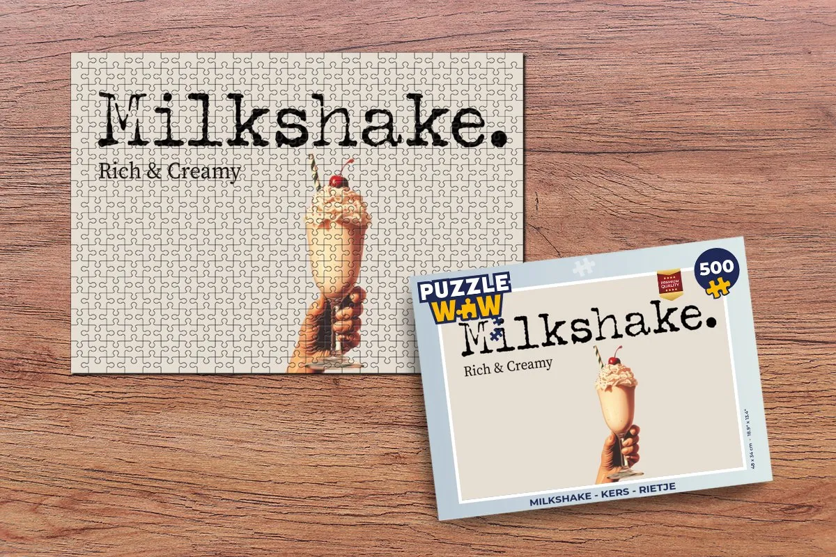 PuzzleWow Milkshake Legpuzzel 500 Stuks - Kers/Rietje