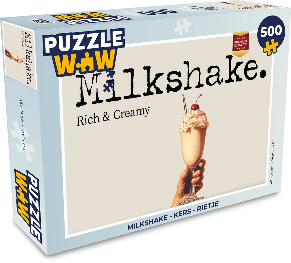 PuzzleWow Milkshake Legpuzzel 500 Stuks - Kers/Rietje