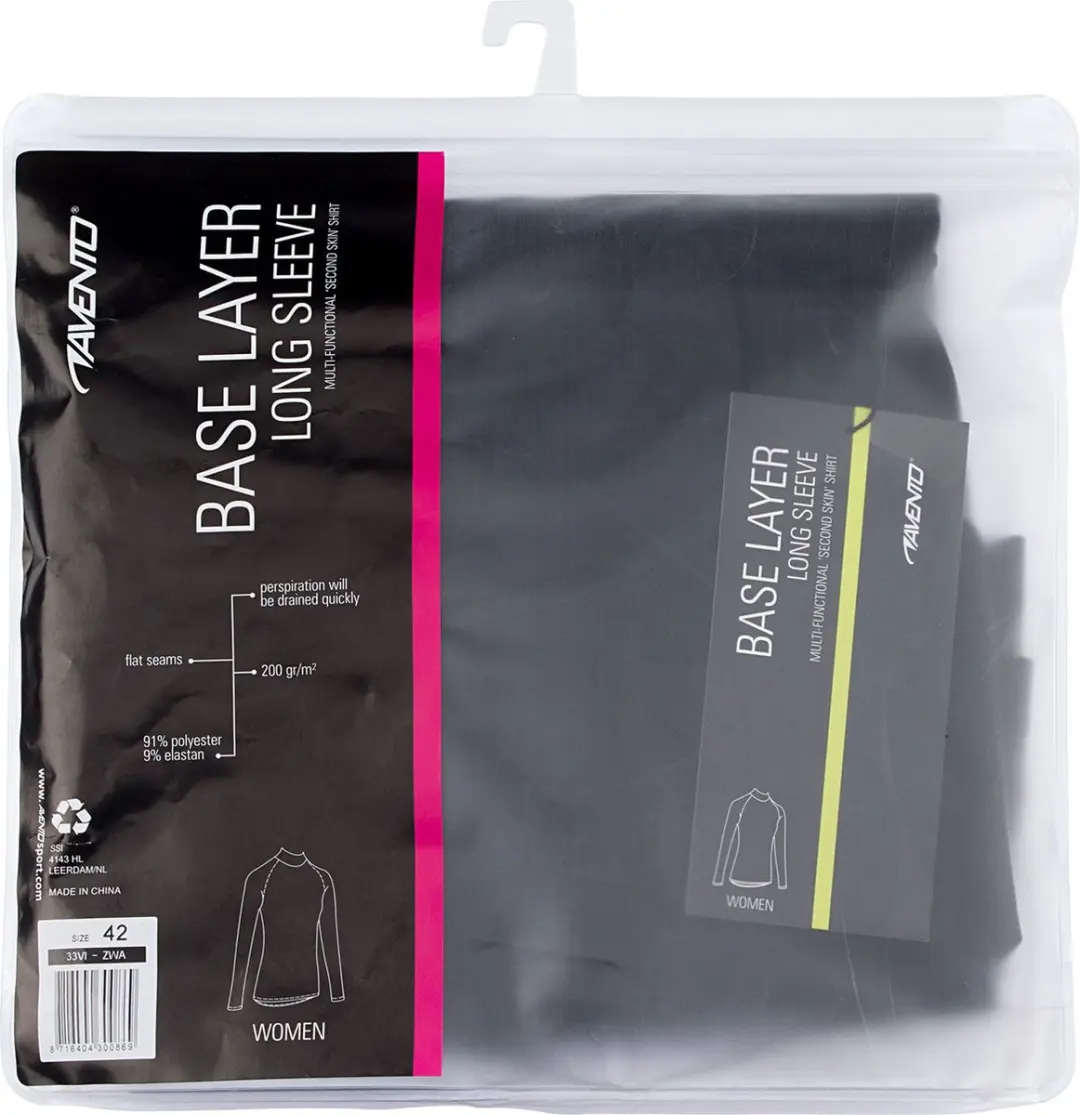 Avento Shirt Base Layer Lange Mouw 44 - Zwart