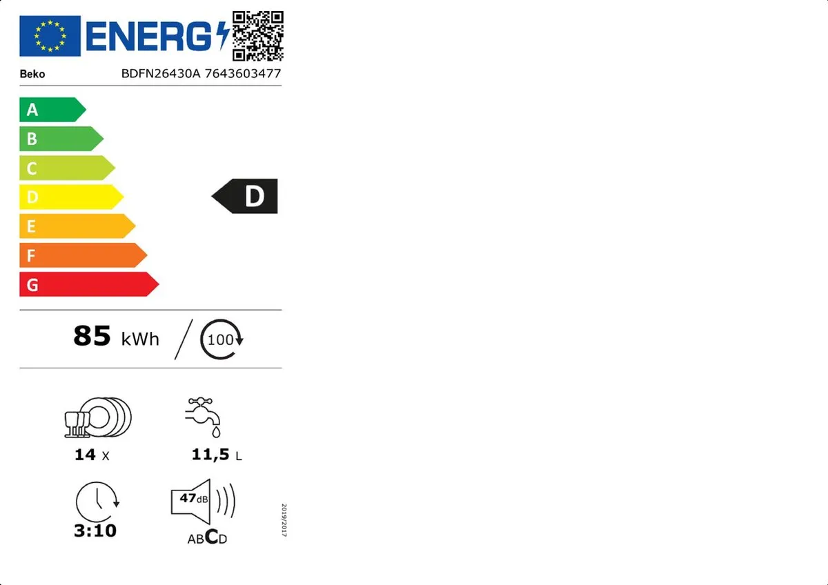 Beko BDFN26430A Vrijstaande Vaatwasser 14 Couverts - Antraciet