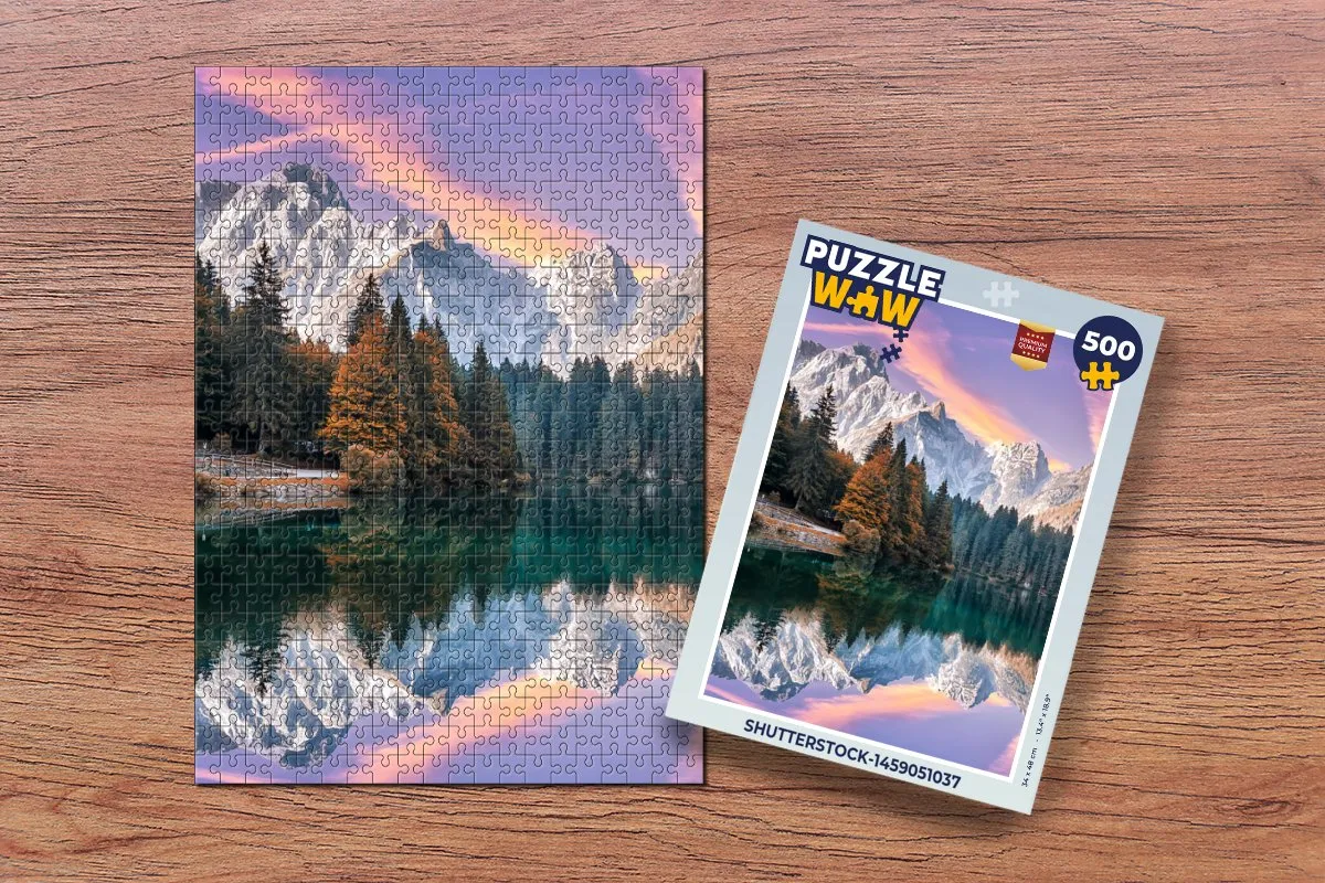 PuzzleWow Bergen Bos Water Lucht Legpuzzel 500 Stuks - Multicolor