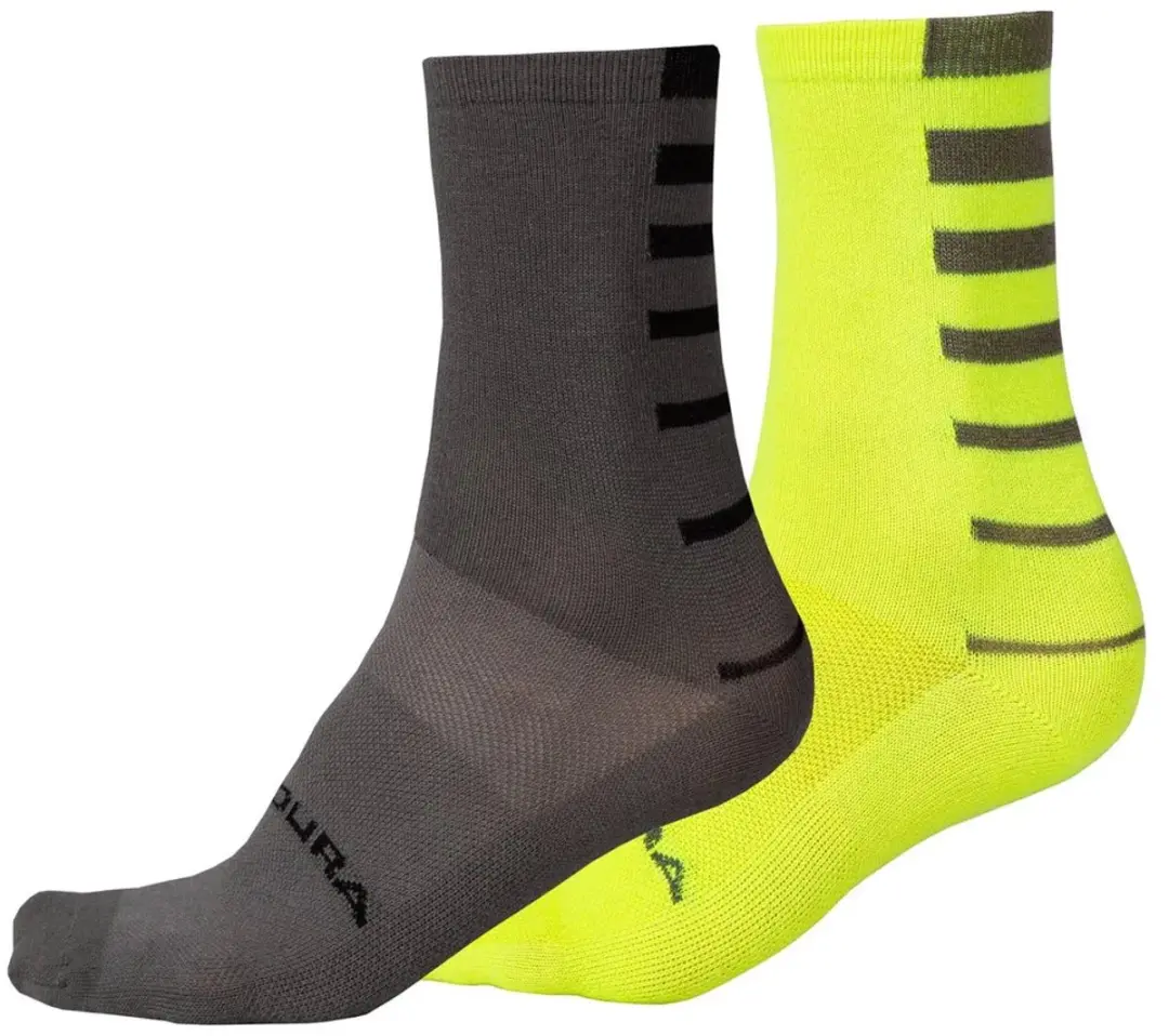 Endura Coolmax Stripe Socks Bright Yellow - 2 Stuks
