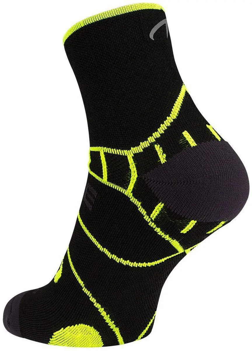 Avento Wielrensokken Climayarn 35-38 - Zwart/Fluogeel