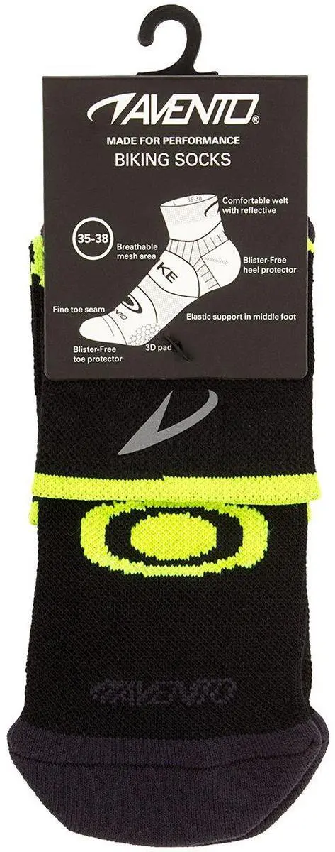 Avento Wielrensokken Climayarn 35-38 - Zwart/Fluogeel