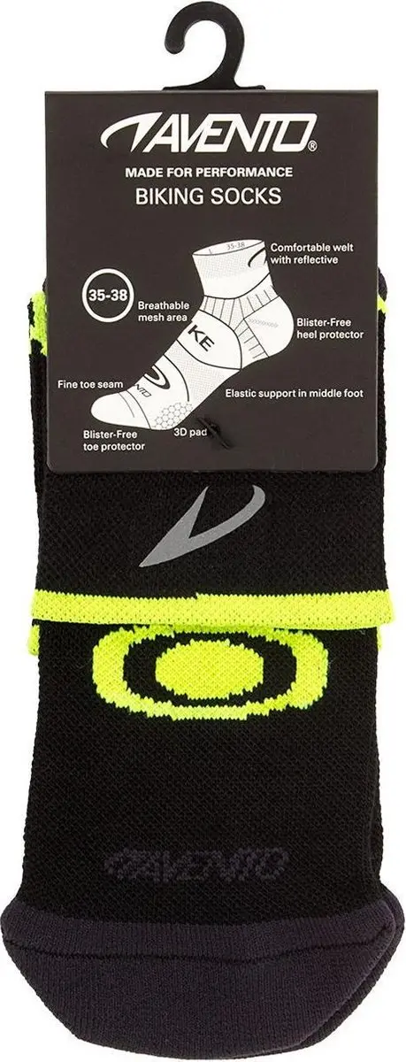 Avento Wielrensokken Climayarn 39-42 - Zwart/Fluogeel