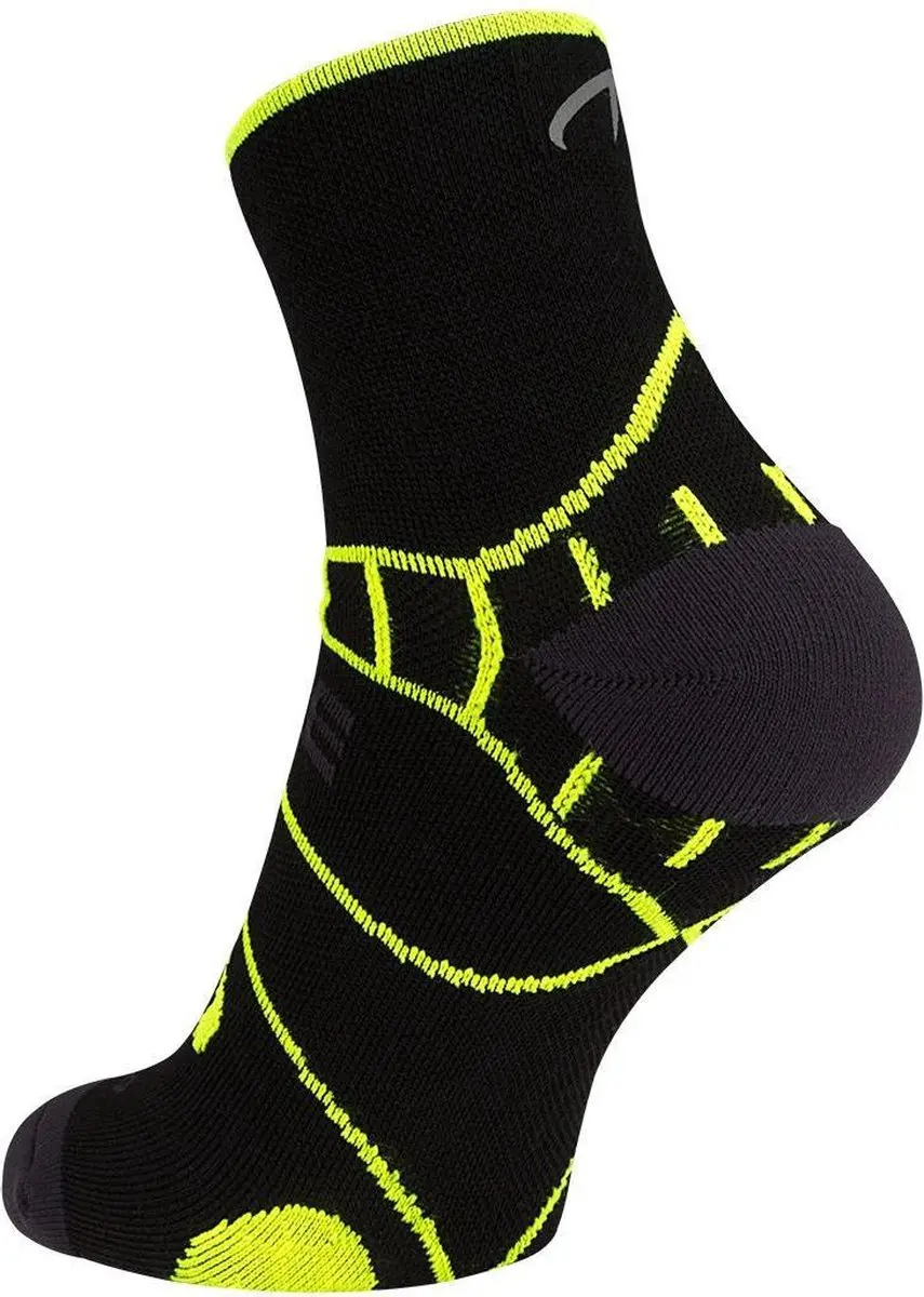 Avento Wielrensokken Climayarn 39-42 - Zwart/Fluogeel