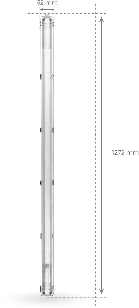 Ledvion LED Armatuur 120cm Clips IP65 - Grijs