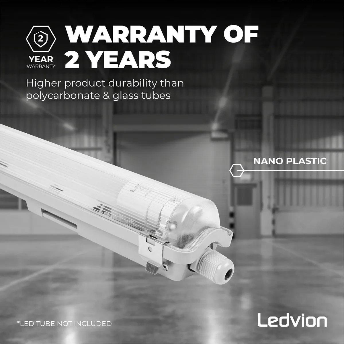 Ledvion LED Armatuur 120cm Clips IP65 - Grijs
