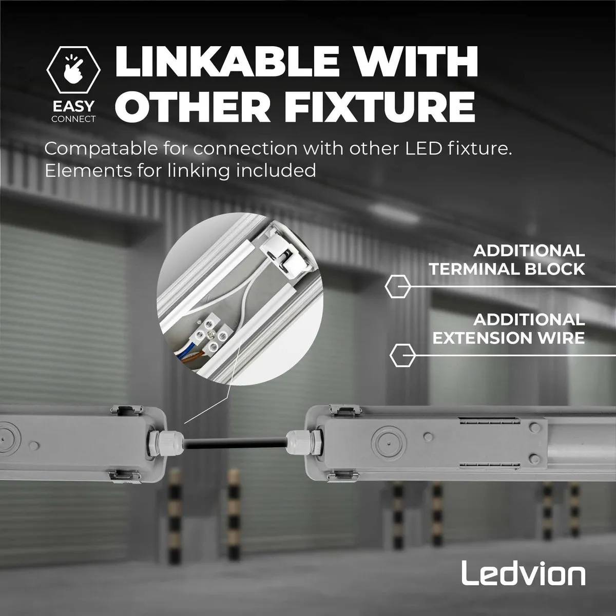 Ledvion LED Armatuur 120cm Clips IP65 - Grijs