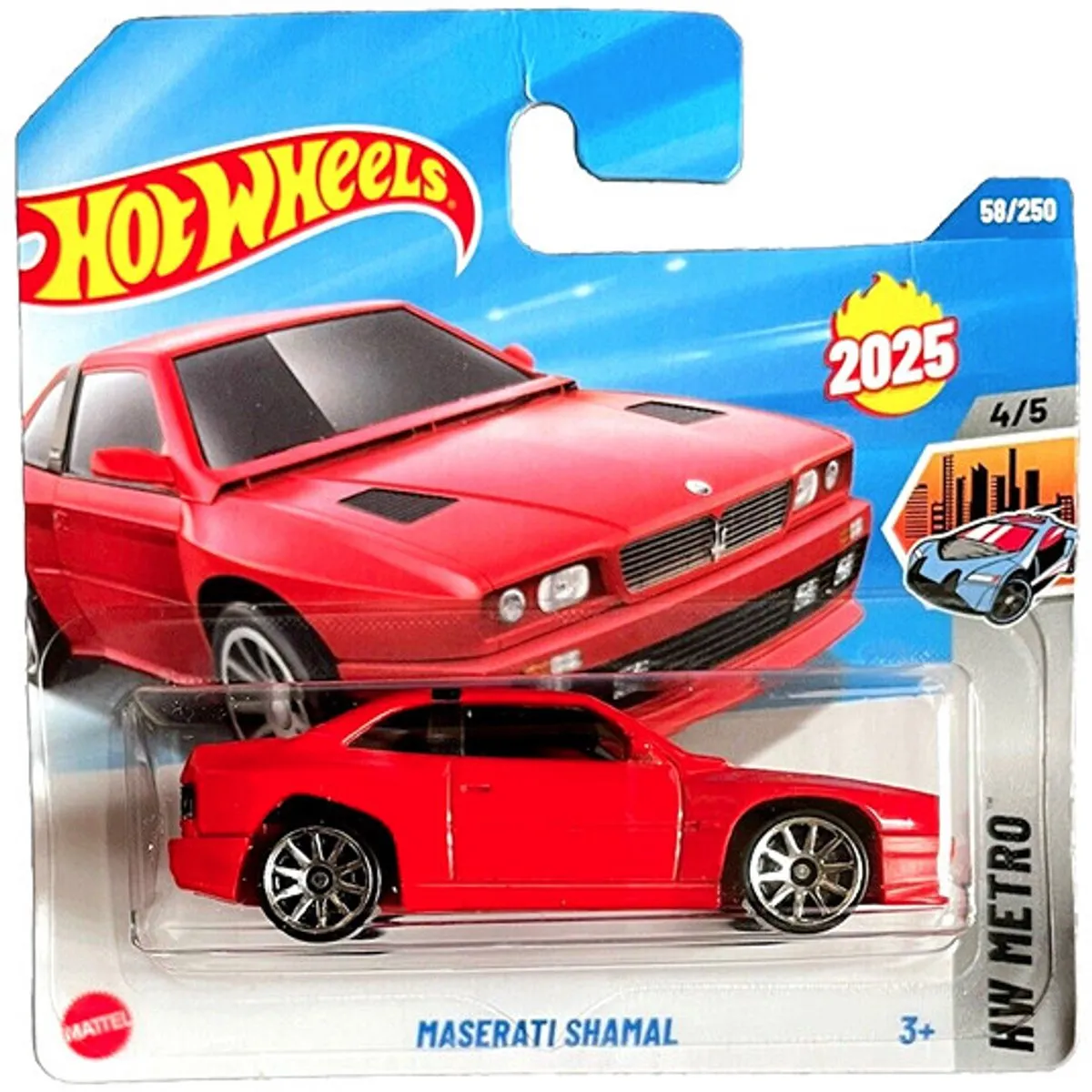 HOT WHEELS MASERATI SHAMAL RACING RED 58/250 HW METRO 4/5 SHORT CARD