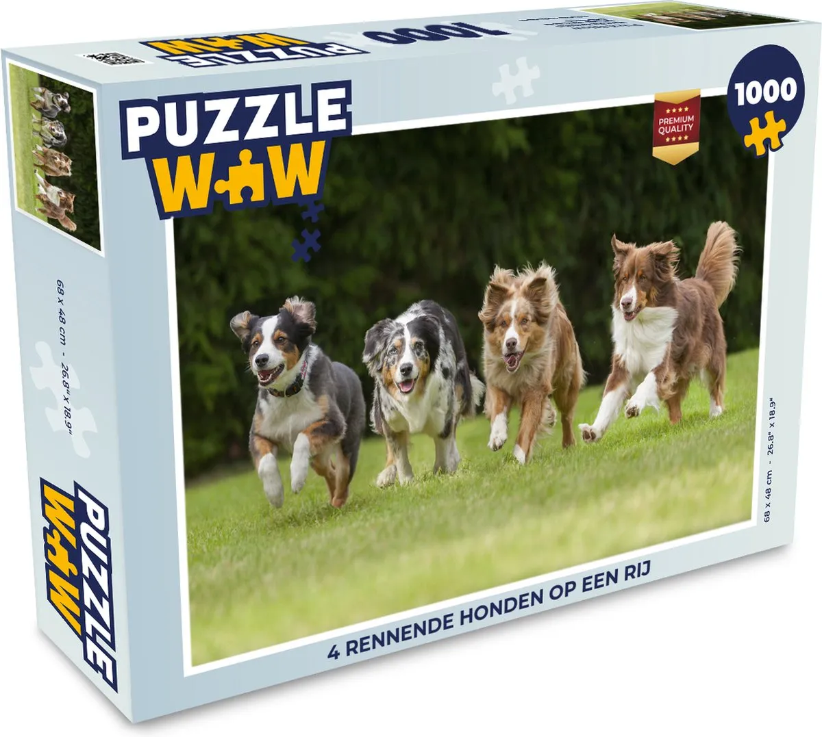 PuzzleWow Legpuzzel 1000 Stuks - 4 Rennende Honden Multicolor