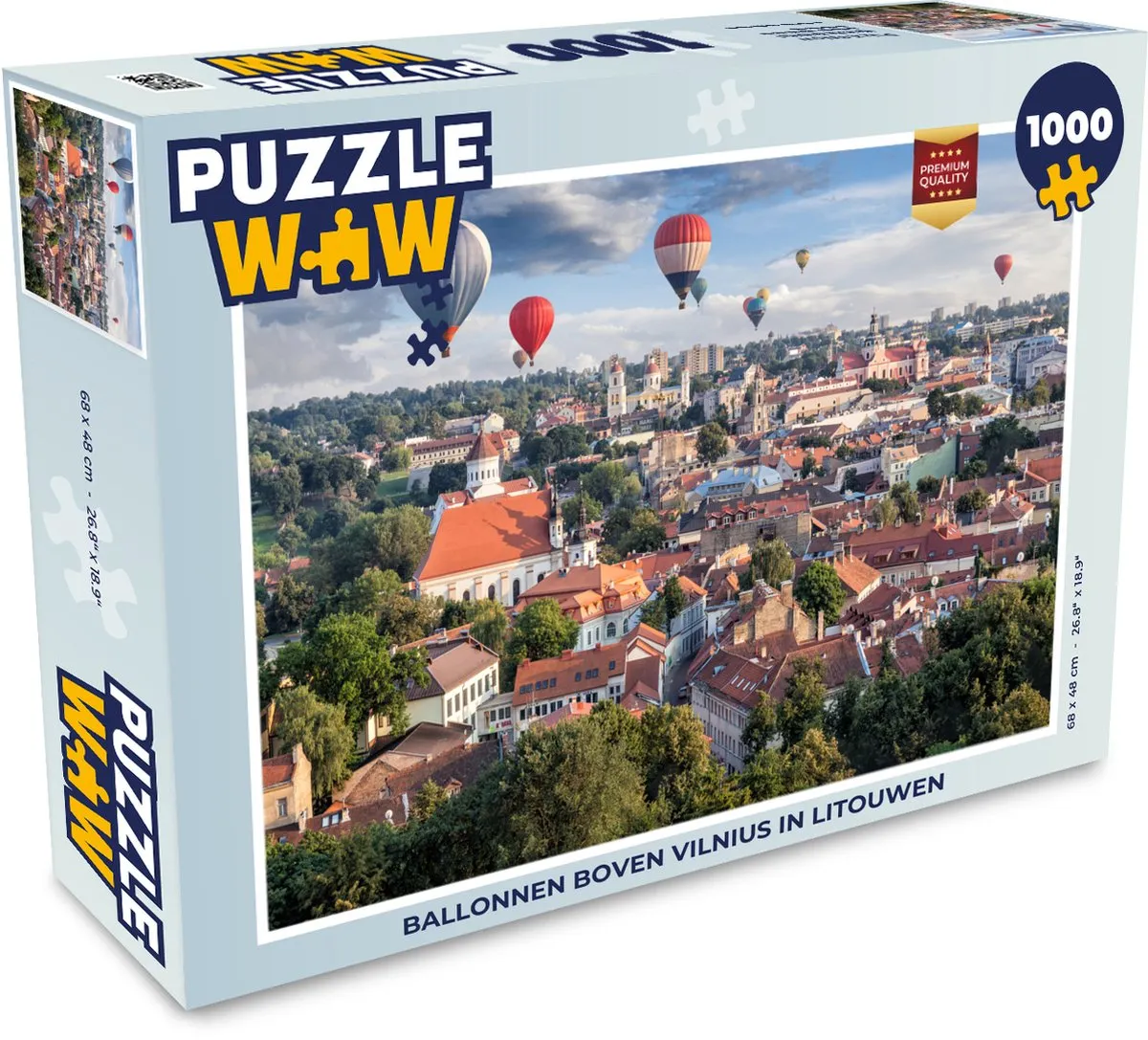 PuzzleWow Puzzel Ballonnen boven Vilnius 1000 Stuks - Multicolor