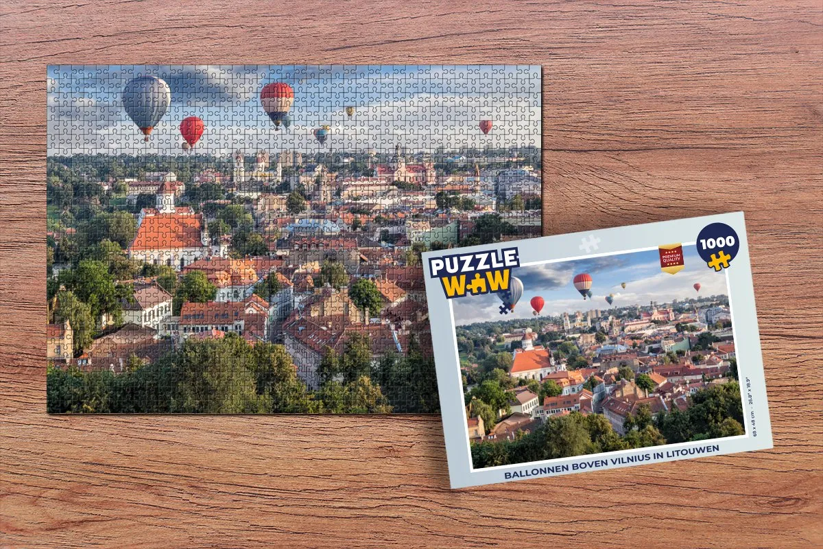 PuzzleWow Puzzel Ballonnen boven Vilnius 1000 Stuks - Multicolor