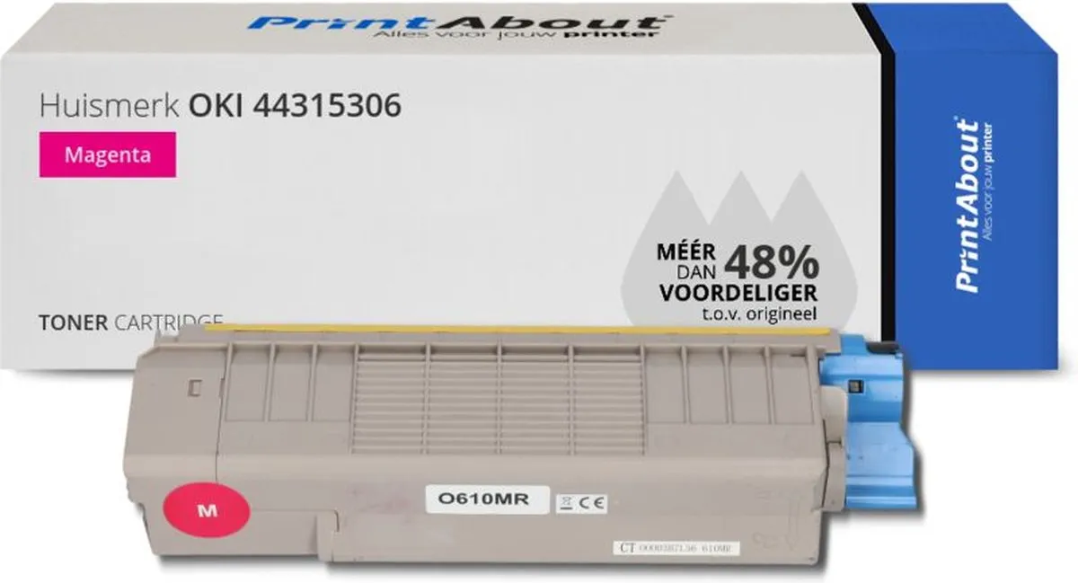 PrintAbout OKI 44315306 Toner Magenta - 6.750 pagina's