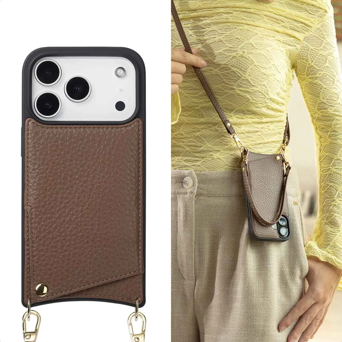 Selencia Hoesje iPhone 17 Pro - Mocha Brown - 2 Pasjes