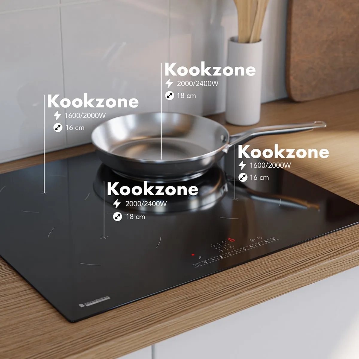 KitchenBrothers KB4051 Inductieplaat 60cm - 4 Zones - Zwart