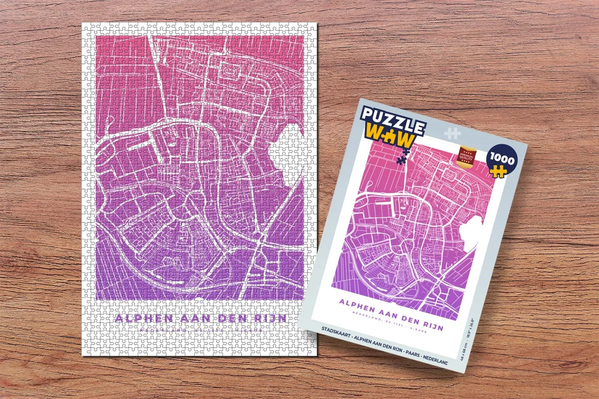 PuzzleWow Stadskaart Alphen aan den Rijn Puzzel - 1000 Stuks - Multicolor