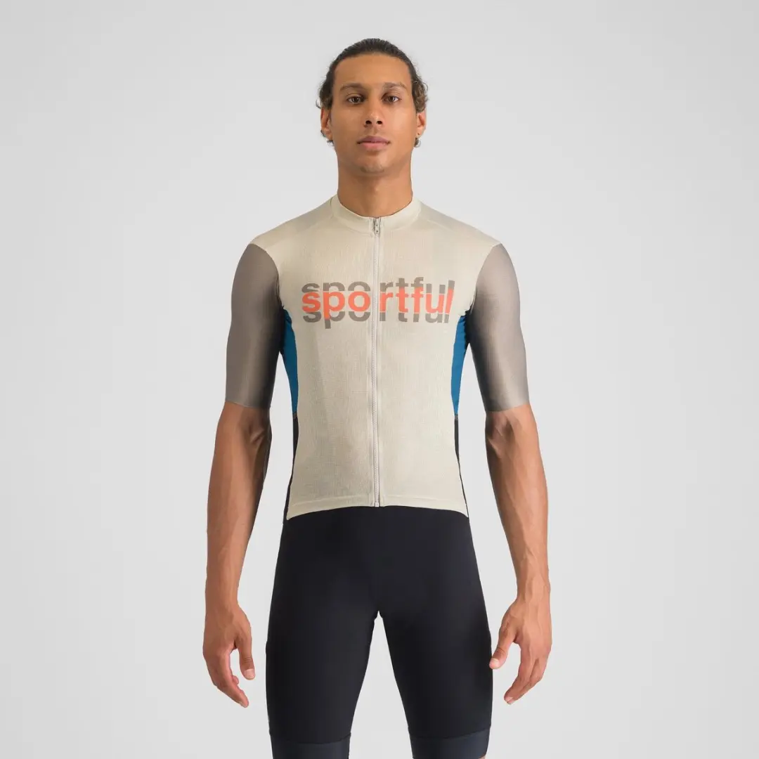 Sportful Supergiara Logo fietsshirt korte mouwen ABBEY STONE/OLIVE GREEN