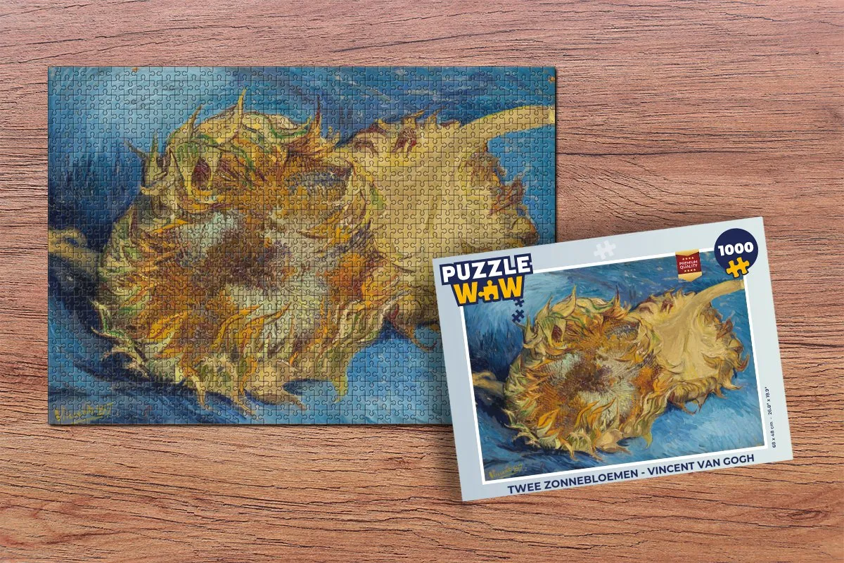 PuzzleWow Van Gogh Twee Zonnebloemen Puzzel 1000 Stuks - Multicolor