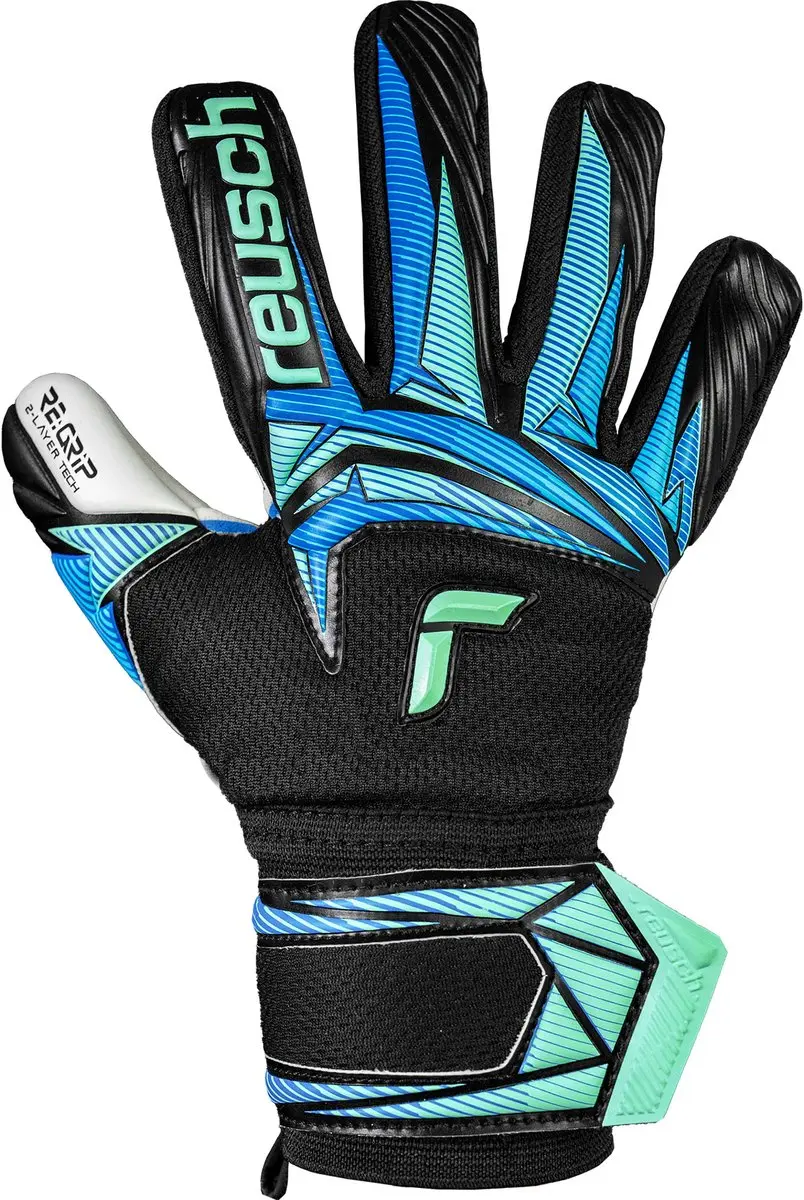 Reusch Attrakt Re:Grip NC Junior Keepershandschoenen - Zwart/Ocean Light 6 - afbeelding 3 van 6
