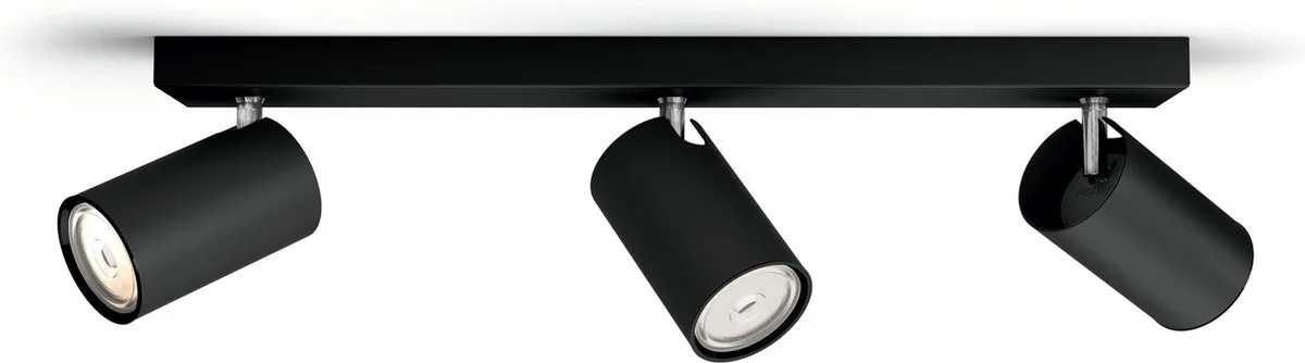 Philips Kosipo Opbouwspot 3x GU10 Warmwit - Zwart