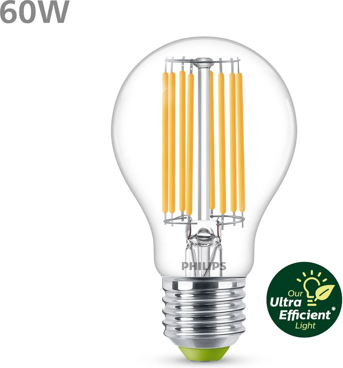 Philips Ultra Efficient LED Transparant 4W E27 - Warmwit 2700K