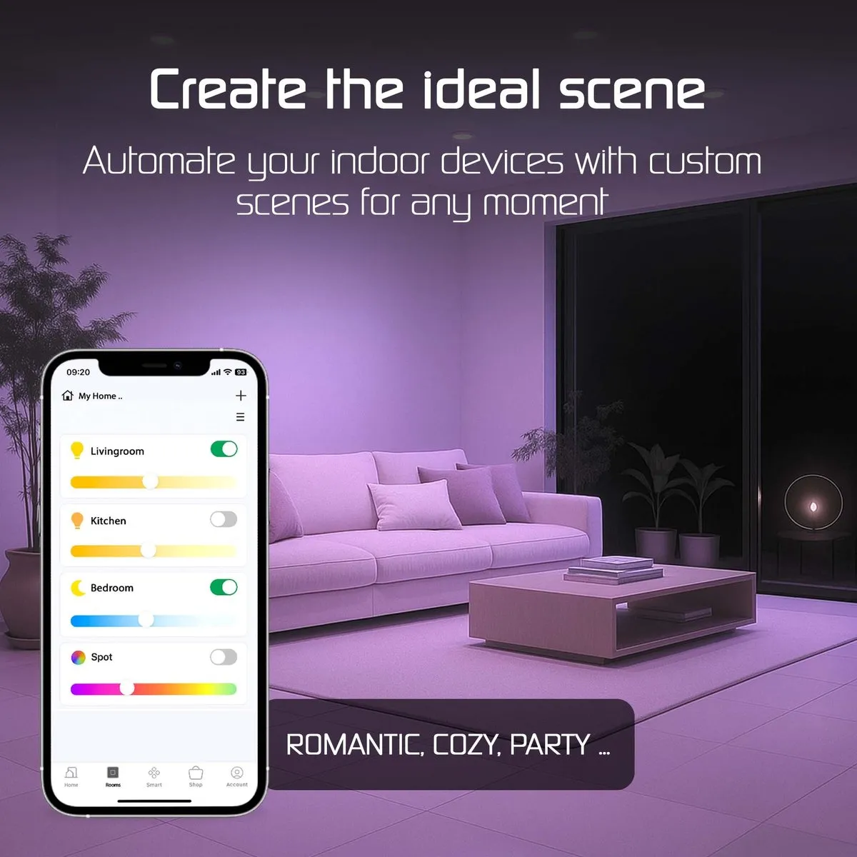 LEDVION 6x Smart Inbouwspot Ø85mm RGB+CCT - 4.9W GU10 - Wit