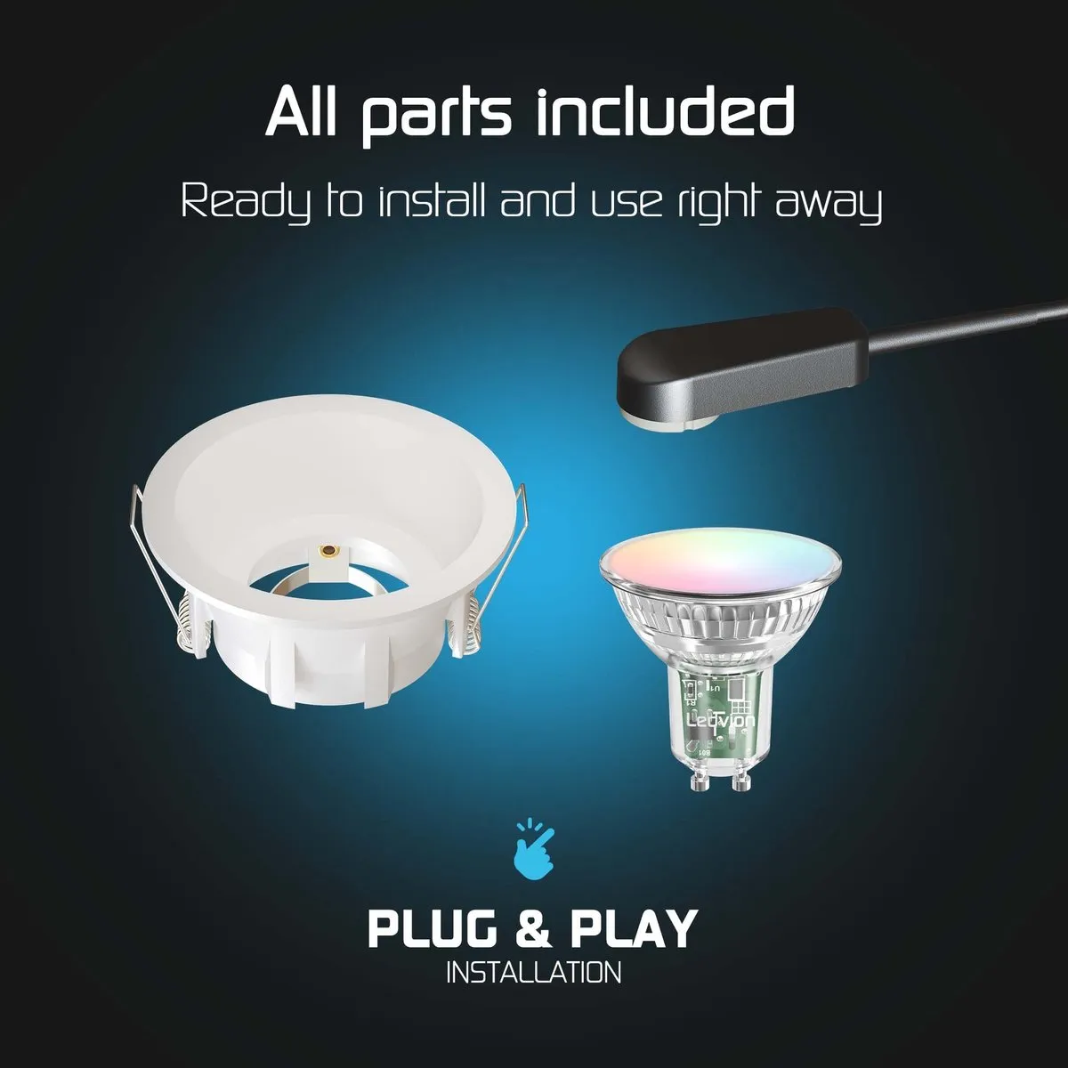 LEDVION 6x Smart Inbouwspot Ø85mm RGB+CCT - 4.9W GU10 - Wit