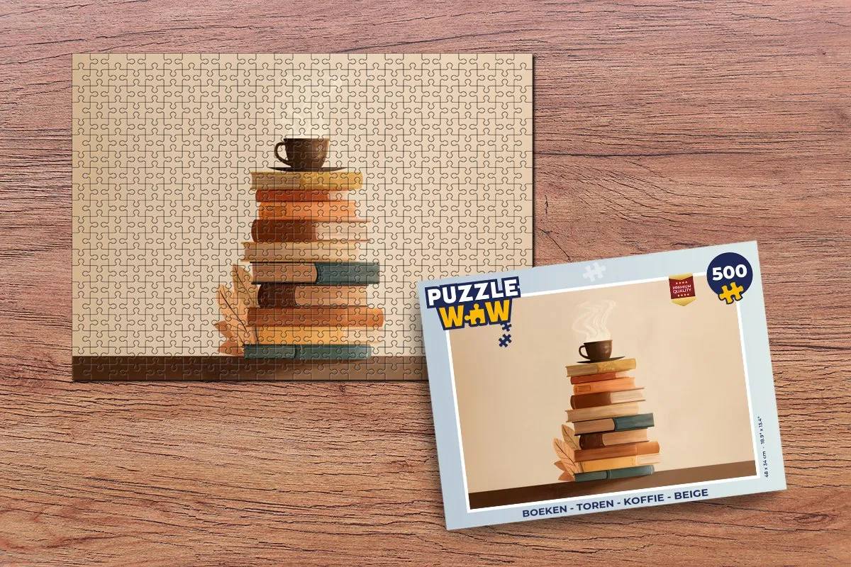 PuzzleWow Legpuzzel 500 Stuks - Toren Koffie Beige