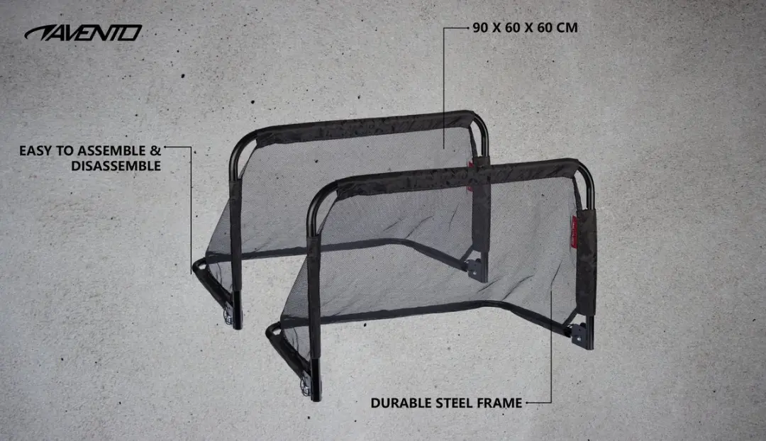 Avento Inklapbare Voetbaldoelen 2 Stuks - 90x60x60cm - Zwart