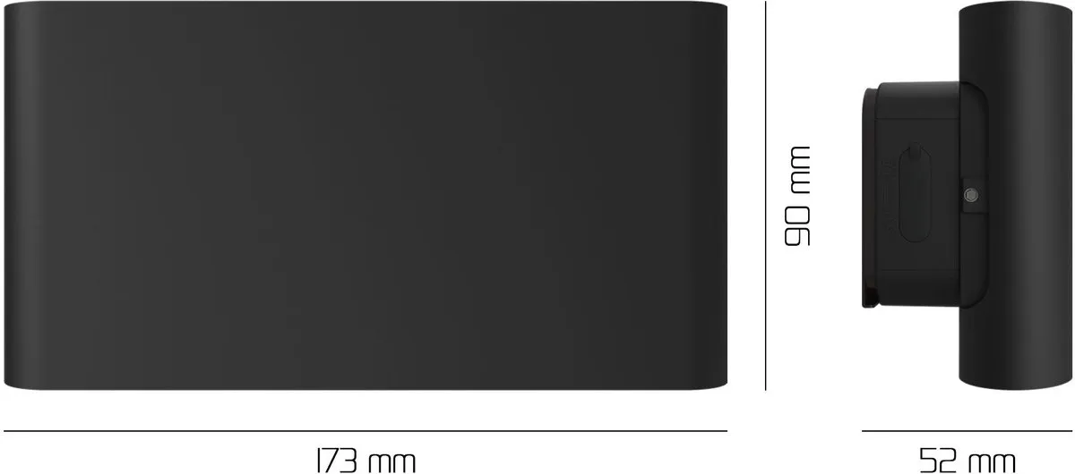 Ledvion USB Oplaadbare Wandlamp 4400mAh - Zwart - 2700K