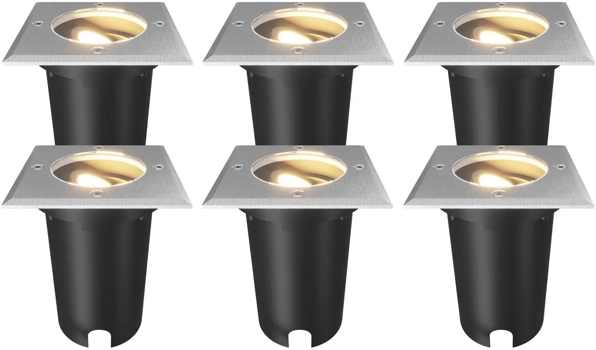 Ledvion 6x LED Grondspot Vierkant GU10 RVS